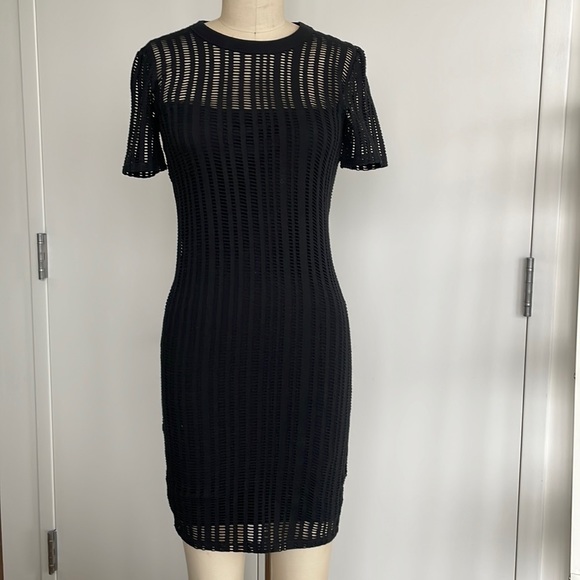 T Alexander Wang Laser Cut Black Mini Dress | Small - Picture 1 of 6